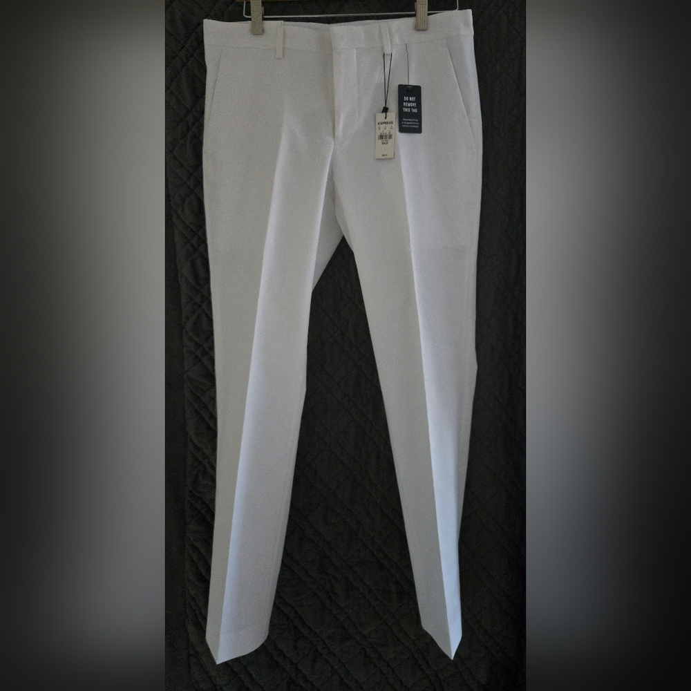 Men's Skinny Tailored White Dress Pants